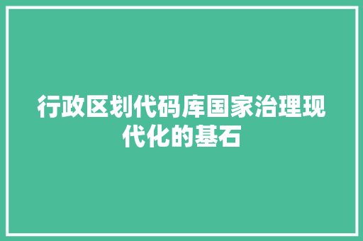 行政区划代码库国家治理现代化的基石