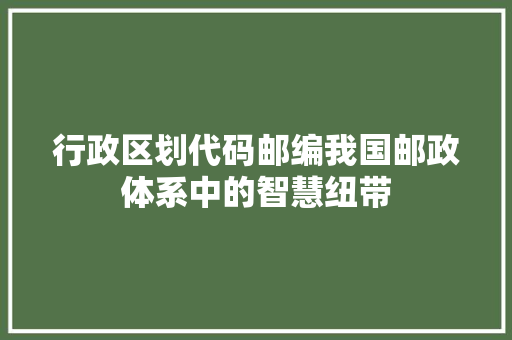 行政区划代码邮编我国邮政体系中的智慧纽带