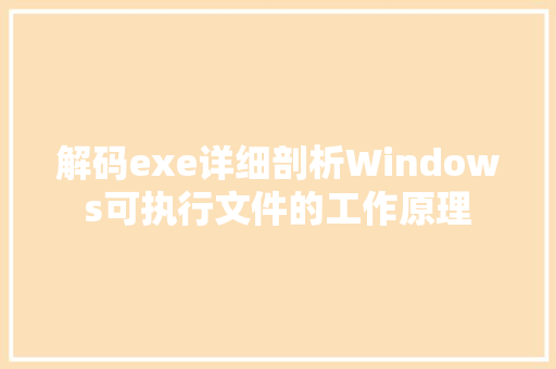解码exe详细剖析Windows可执行文件的工作原理