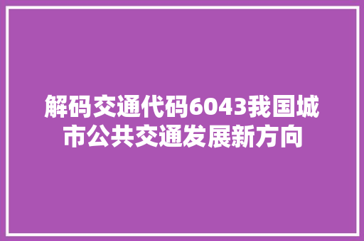 解码交通代码6043我国城市公共交通发展新方向 WordPress教程