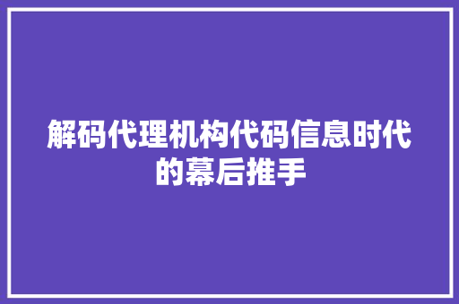 解码代理机构代码信息时代的幕后推手