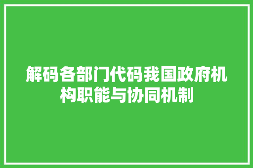 解码各部门代码我国政府机构职能与协同机制