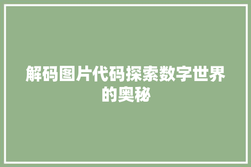 解码图片代码探索数字世界的奥秘