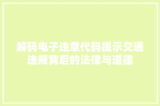 解码电子违章代码提示交通违规背后的法律与道德