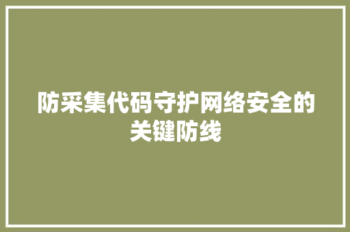 防采集代码守护网络安全的关键防线