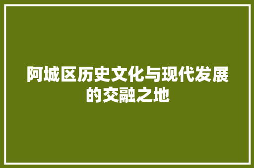 阿城区历史文化与现代发展的交融之地