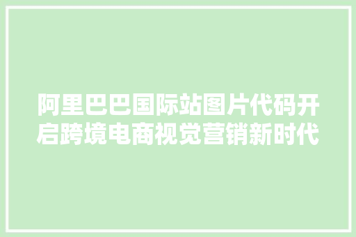 阿里巴巴国际站图片代码开启跨境电商视觉营销新时代