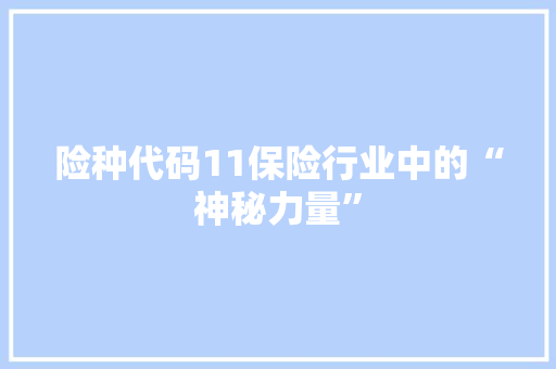 险种代码11保险行业中的“神秘力量”