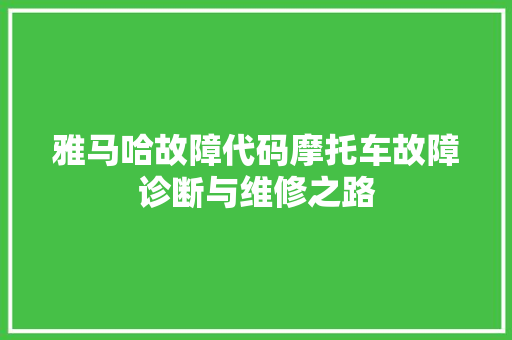 雅马哈故障代码摩托车故障诊断与维修之路