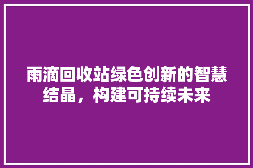雨滴回收站绿色创新的智慧结晶，构建可持续未来 WordPress教程