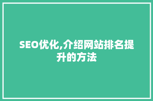 SEO优化,介绍网站排名提升的方法