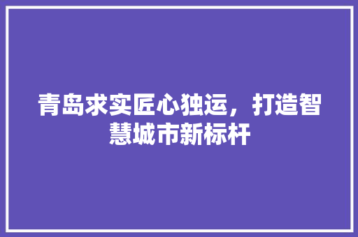 青岛求实匠心独运，打造智慧城市新标杆