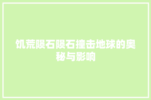 饥荒陨石陨石撞击地球的奥秘与影响