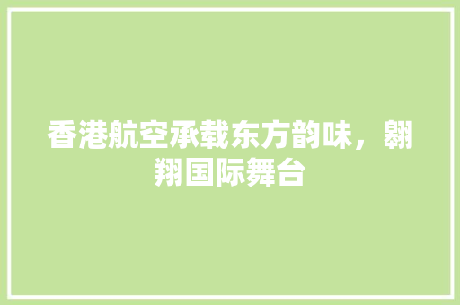 香港航空承载东方韵味，翱翔国际舞台 WordPress教程