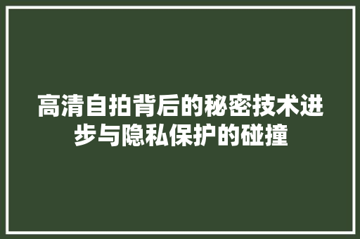 高清自拍背后的秘密技术进步与隐私保护的碰撞 友链在线