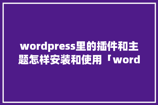 wordpress里的插件和主题怎样安装和使用「wordpress 视频插件」 SEO教程