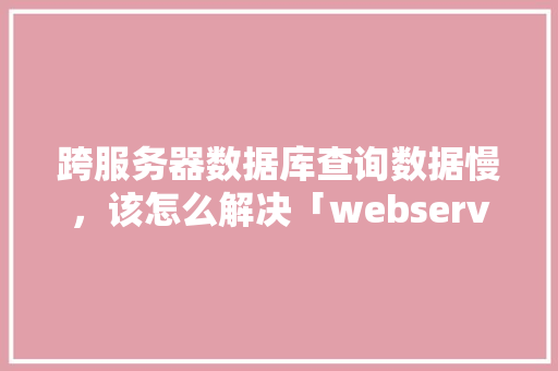 跨服务器数据库查询数据慢，该怎么解决「webservice读取数据库」