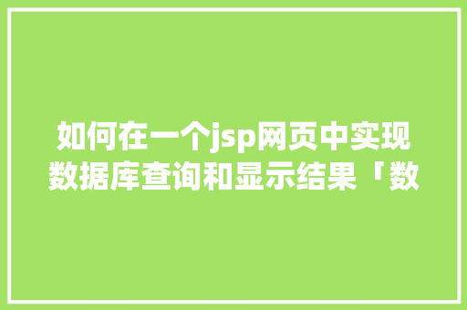如何在一个jsp网页中实现数据库查询和显示结果「数据库web项目中有哪些」 服务器/数据库