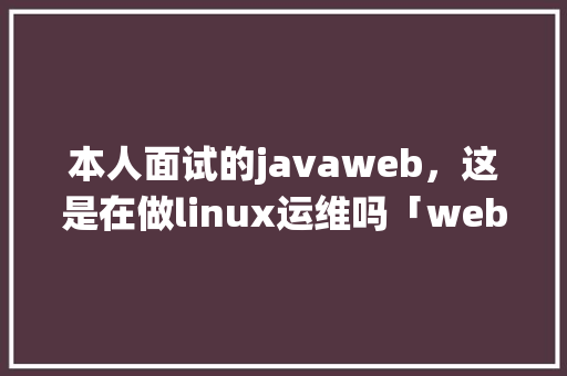 本人面试的javaweb，这是在做linux运维吗「web数据库系统」