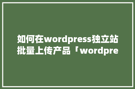 如何在wordpress独立站批量上传产品「wordpress怎么上传文件」