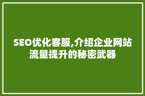 SEO优化客服,介绍企业网站流量提升的秘密武器 SEO优化客服,介绍企业网站流量提升的秘密武器 SEO教程