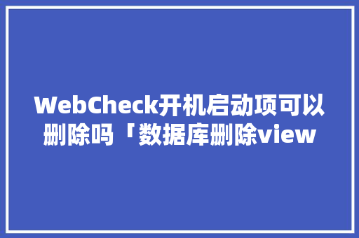 WebCheck开机启动项可以删除吗「数据库删除view」 服务器/数据库