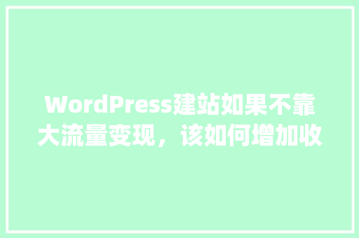 WordPress建站如果不靠大流量变现，该如何增加收入「wordpress建站教程入门」 建站教程