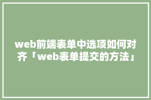 web前端表单中选项如何对齐「web表单提交的方法」
