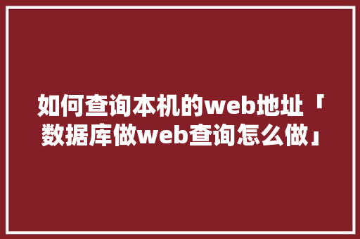 如何查询本机的web地址「数据库做web查询怎么做」
