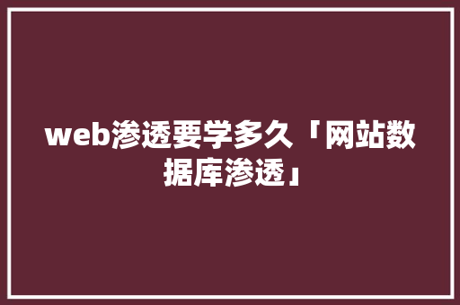 web渗透要学多久「网站数据库渗透」