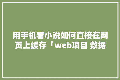 用手机看小说如何直接在网页上缓存「web项目 数据库连接 缓存在哪里」