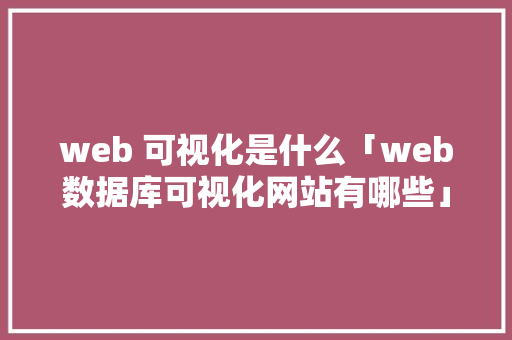 web 可视化是什么「web数据库可视化网站有哪些」