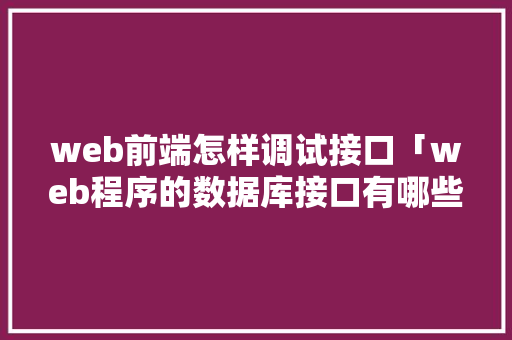 web前端怎样调试接口「web程序的数据库接口有哪些」