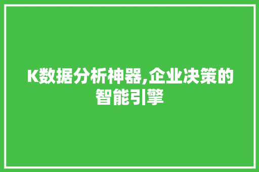 K数据分析神器,企业决策的智能引擎
