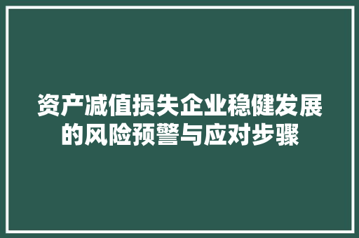 资产减值损失企业稳健发展的风险预警与应对步骤