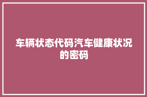 车辆状态代码汽车健康状况的密码