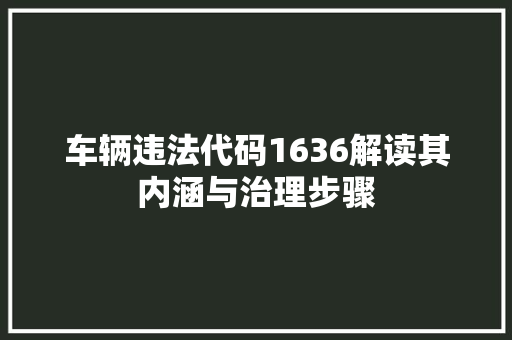 车辆违法代码1636解读其内涵与治理步骤 WordPress教程
