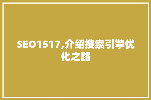 SEO1517,介绍搜索引擎优化之路