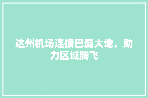 达州机场连接巴蜀大地，助力区域腾飞