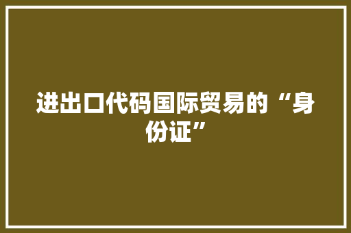 进出口代码国际贸易的“身份证”