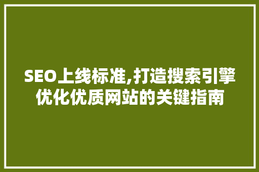 SEO上线标准,打造搜索引擎优化优质网站的关键指南