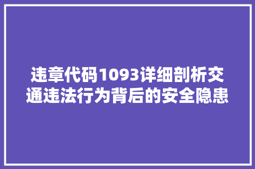违章代码1093详细剖析交通违法行为背后的安全隐患