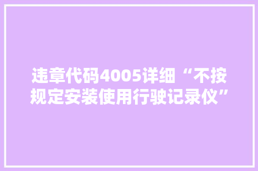 违章代码4005详细“不按规定安装使用行驶记录仪”的严重后果 SEO教程