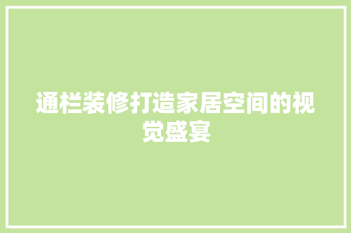 通栏装修打造家居空间的视觉盛宴