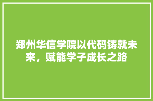郑州华信学院以代码铸就未来，赋能学子成长之路