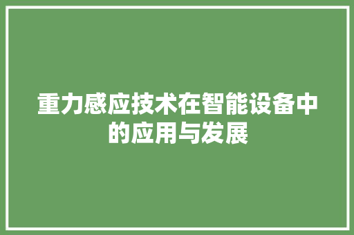 重力感应技术在智能设备中的应用与发展