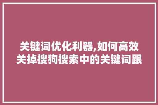 关键词优化利器,如何高效关掉搜狗搜索中的关键词跟踪功能