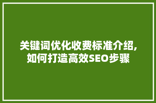 关键词优化收费标准介绍,如何打造高效SEO步骤
