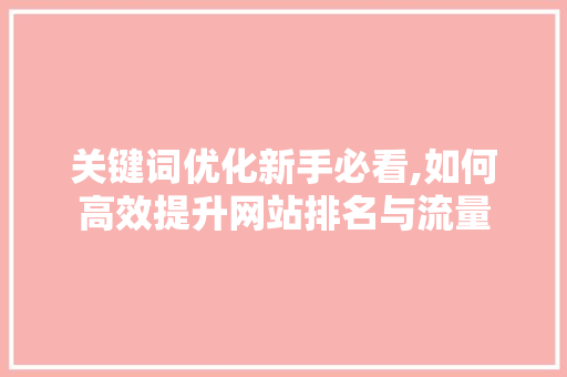 关键词优化新手必看,如何高效提升网站排名与流量