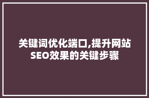 关键词优化端口,提升网站SEO效果的关键步骤
